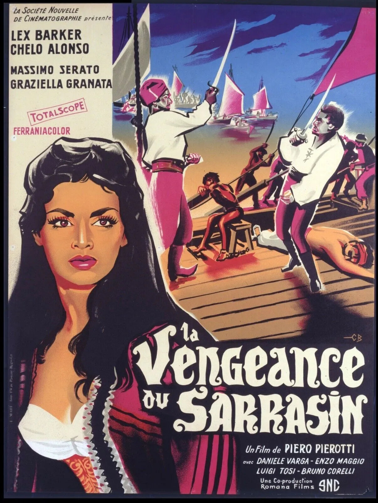 LA VENGEANCE OU SARRASIN – LEX BARKER, 1963, REPRO AFFICHE CINÉMA VINTAGE, HQ