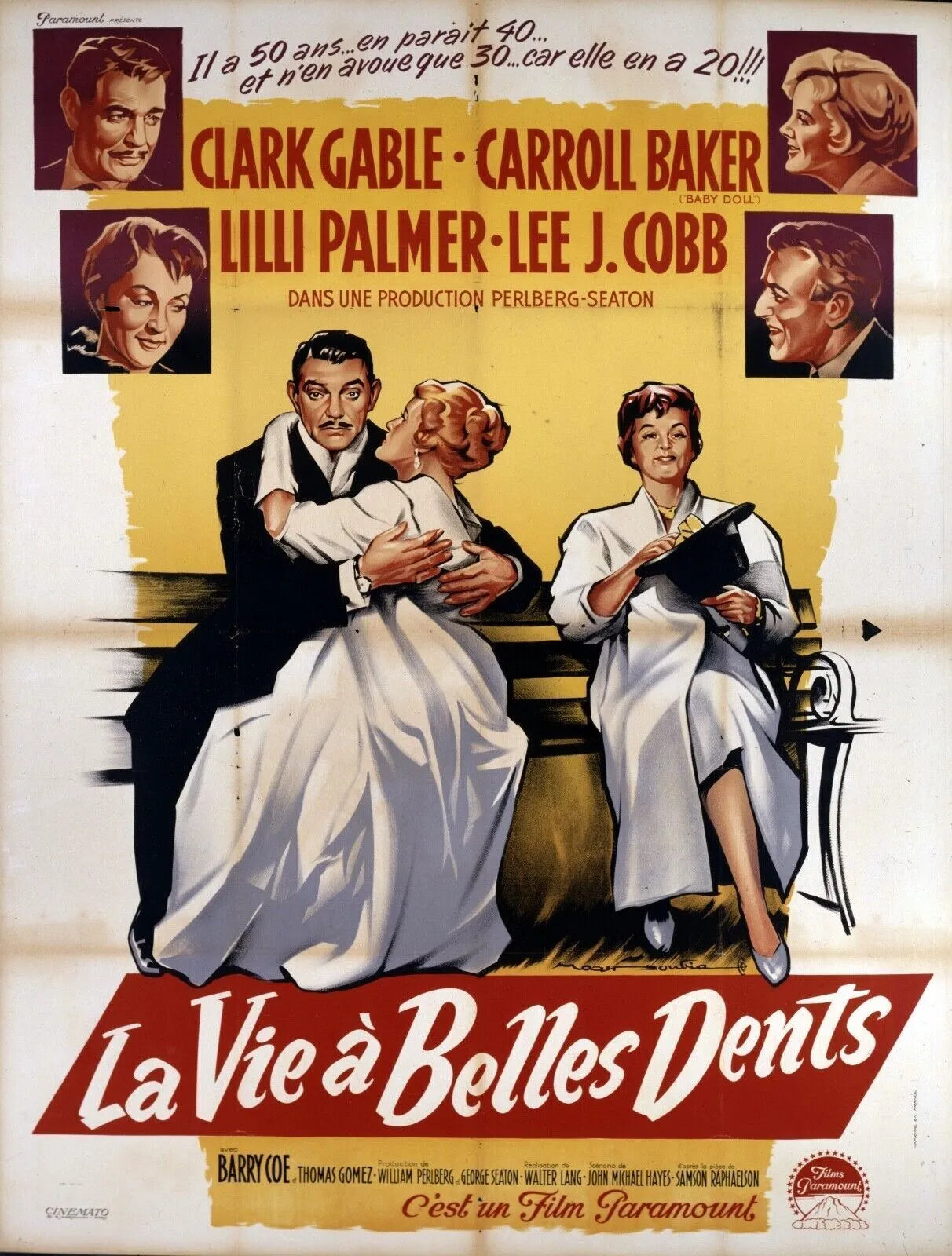 LA VIE A BELLES DENTS, CLARK GABLE, CARROLL BAKER, 1959, repro affiche cinéma, VINTAGE, HQ