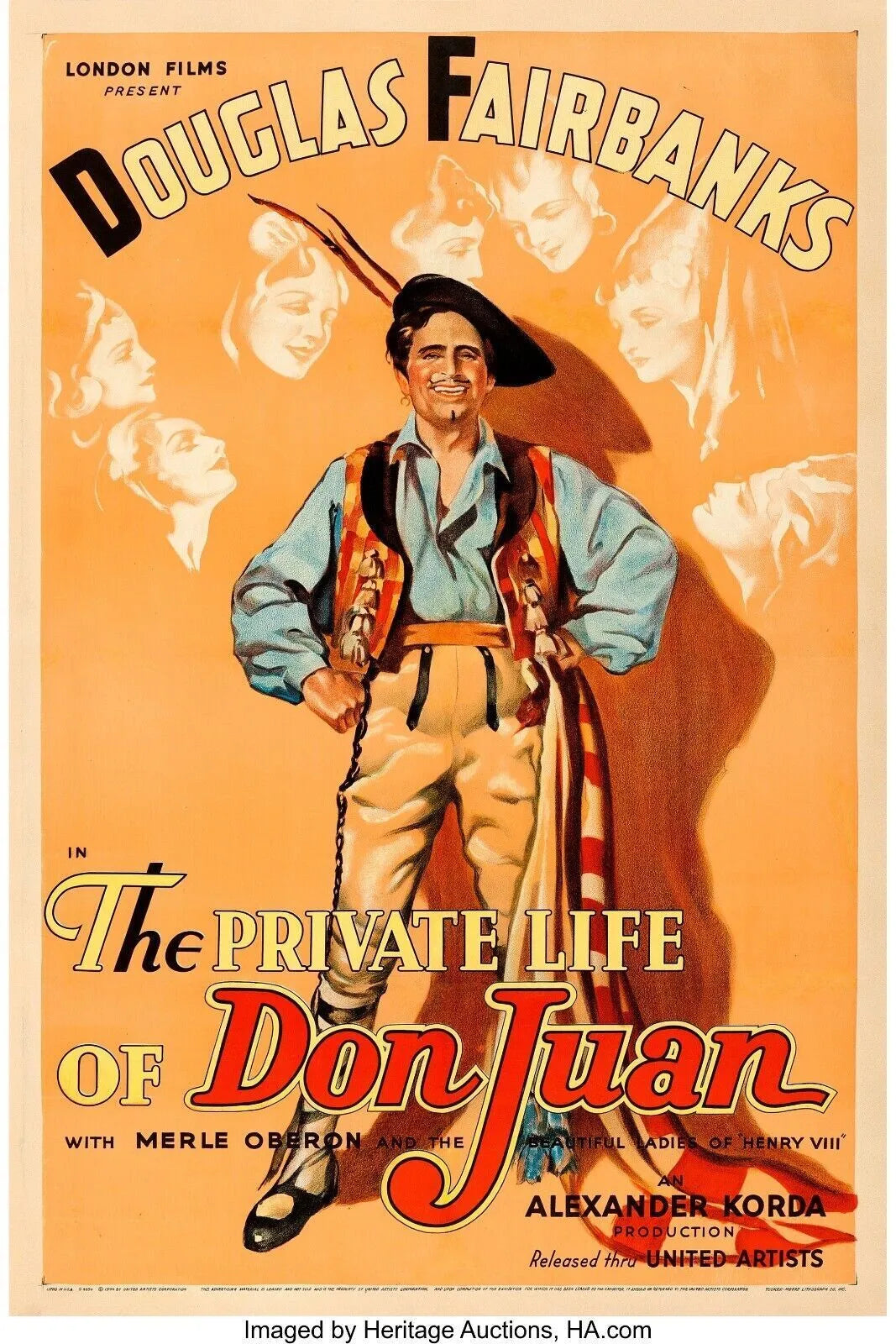 LA VIE PRIVÉE DE DON JUAN, DOUGLAS FAIRBANKS, 1934, Repro affiche cinéma, VINTAGE, HQ