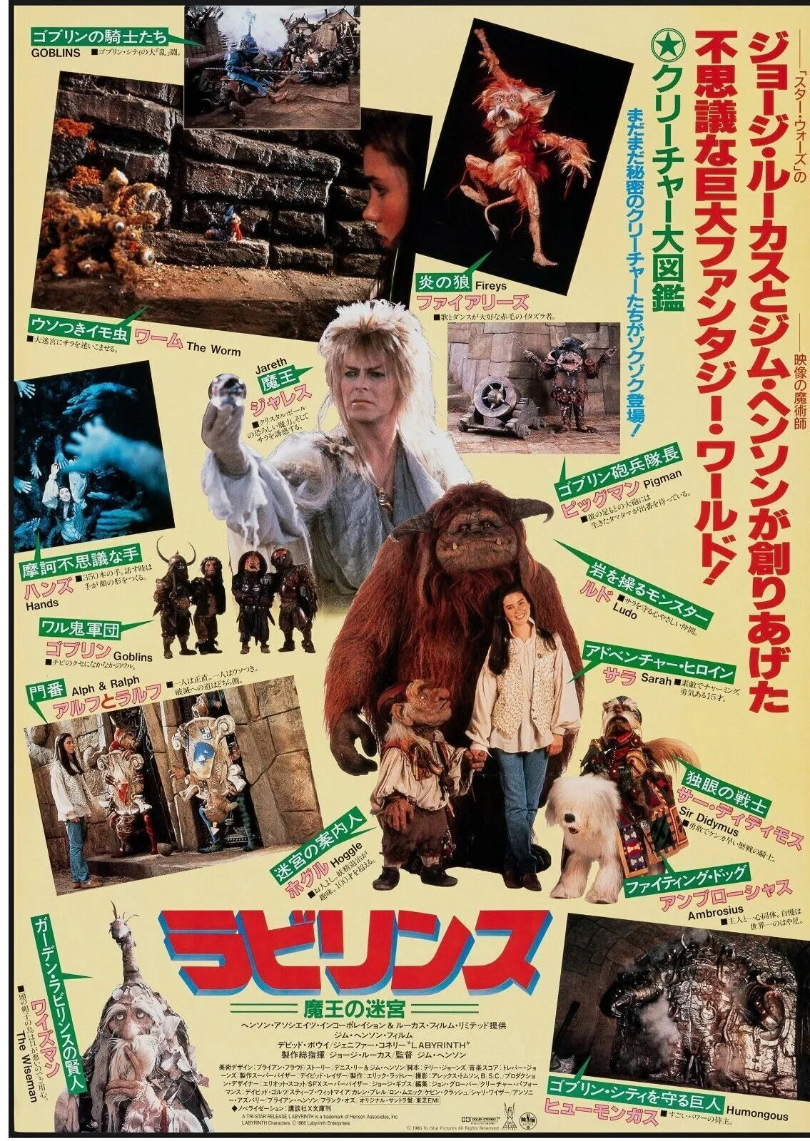 LABYRINTH, JENNIFER CONNELLY, 1986, REPRO AFFICHE CINÉMA VINTAGE, HQ