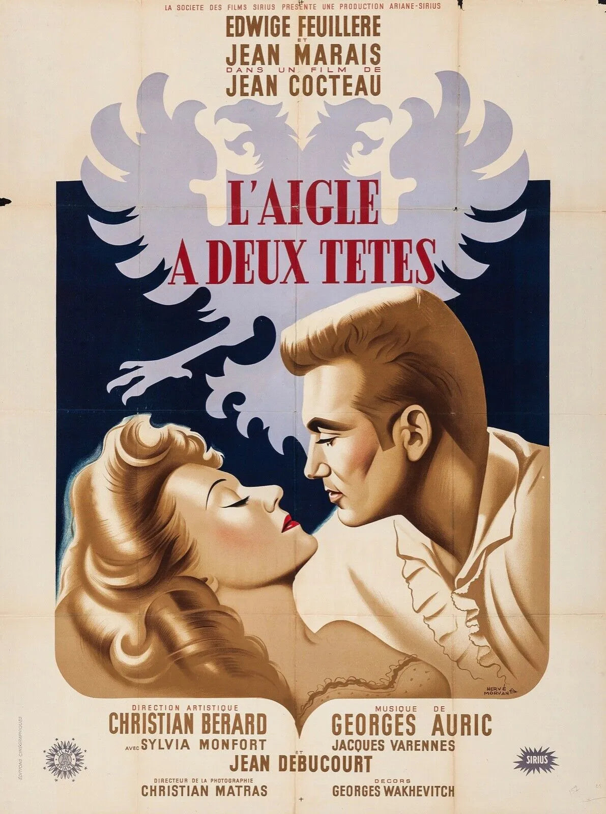 L'AIGLE A DEUX TÊTES, EDWIGE FEUILLIERE, REPRO AFFICHE CINEMA VINTAGE HQ
