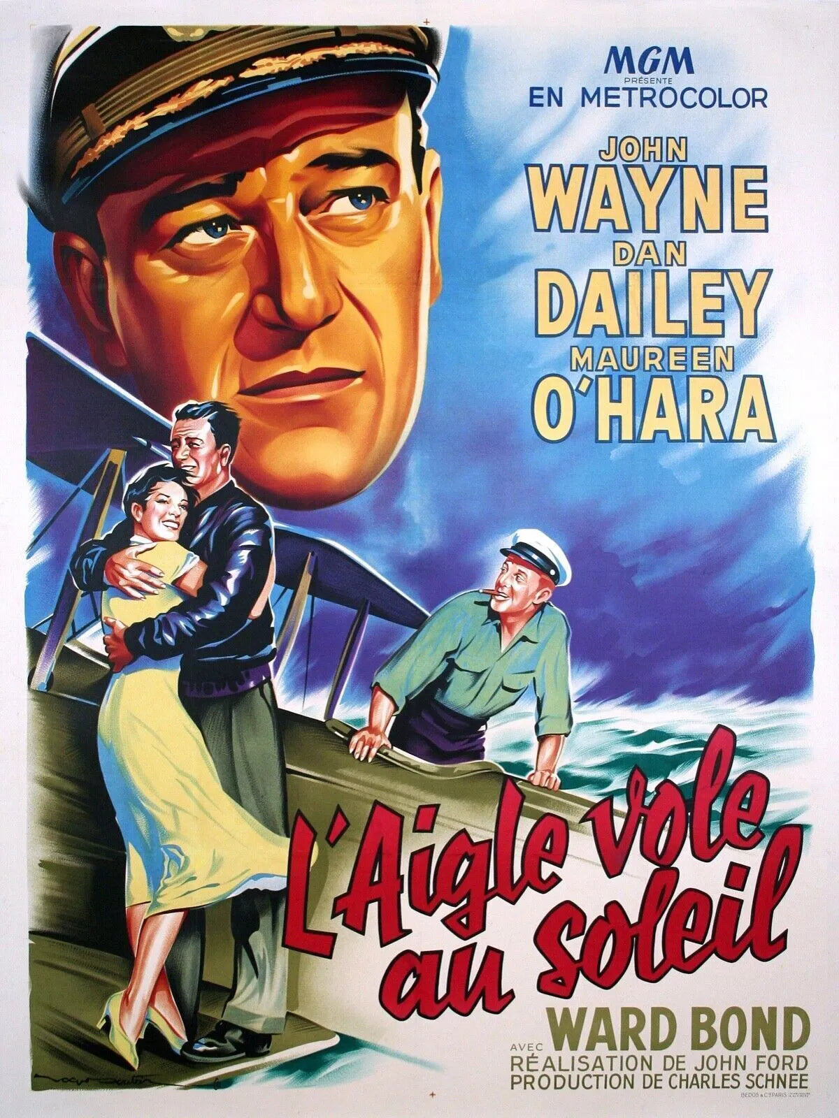 L'AIGLE VOLE AU SOLEIL, JOHN WAYNE, DAN DAILEY, 1957, REPRO AFFICHE