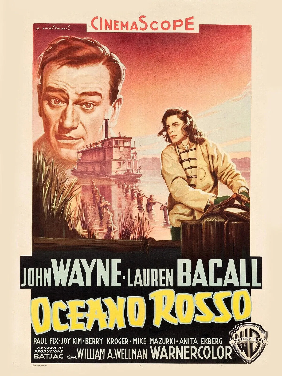 L’ALLÉE SANGLANTE – JOHN WAYNE, 1955 – REPRO AFFICHE DE CINÉMA VINTAGE HQ