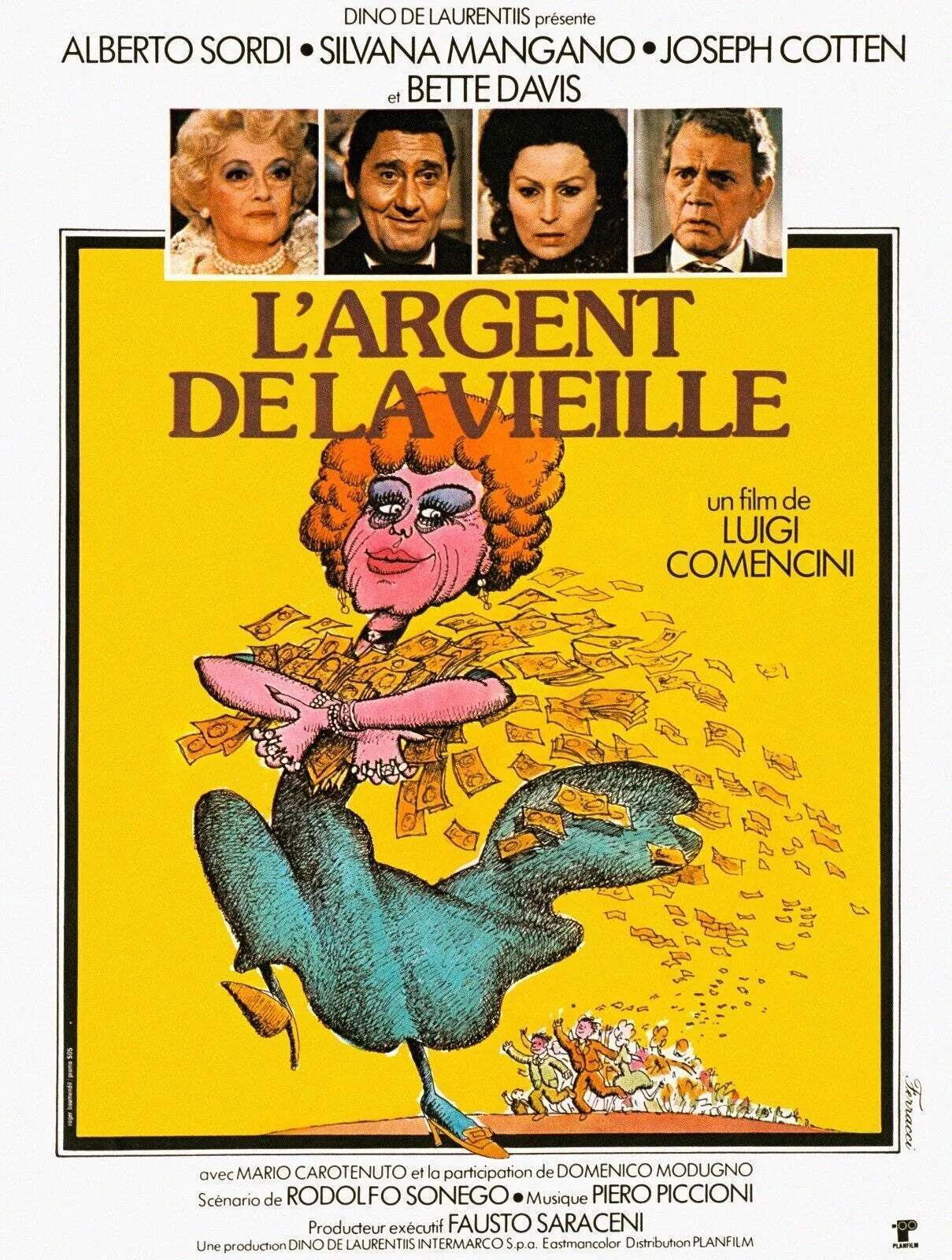L’ARGENT DE LA VIEILLE, BETTE DAVIS, 1972, REPRO MOVIE POSTER, VINTAGE, HQ