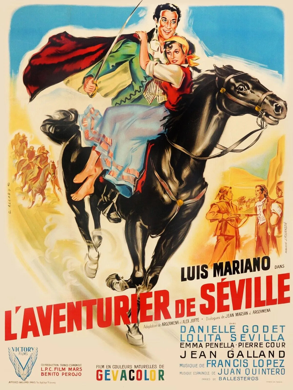 L’AVENTURIER DE SÉVILLE, LUIS MARIANO, 1953, REPRO MOVIE POSTER, VINTAGE, HQ