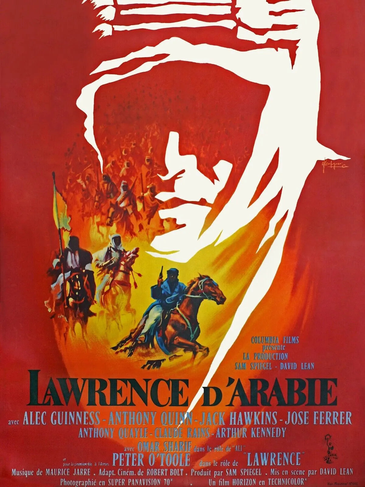 LAWRENCE D’ARABIE, PETER O’TOOLE, 1962, REPRO AFFICHE CINEMA VINTAGE, HQ