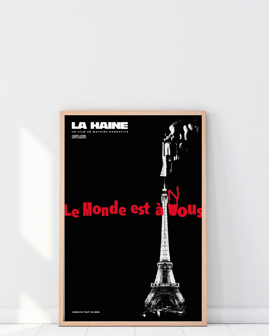 HATE, VINCENT CASSEL, 1995, repro cinema poster, VINTAGE, HQ
