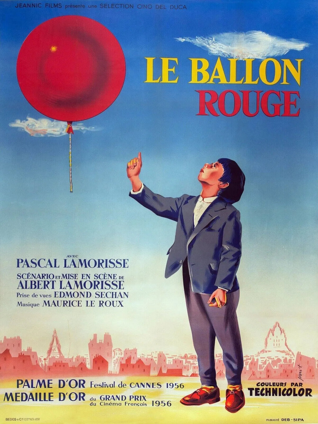LE BALLON ROUGE, PASCAL LAMORISSE, 1956, Repro affiche cinéma, VINTAGE, HQ