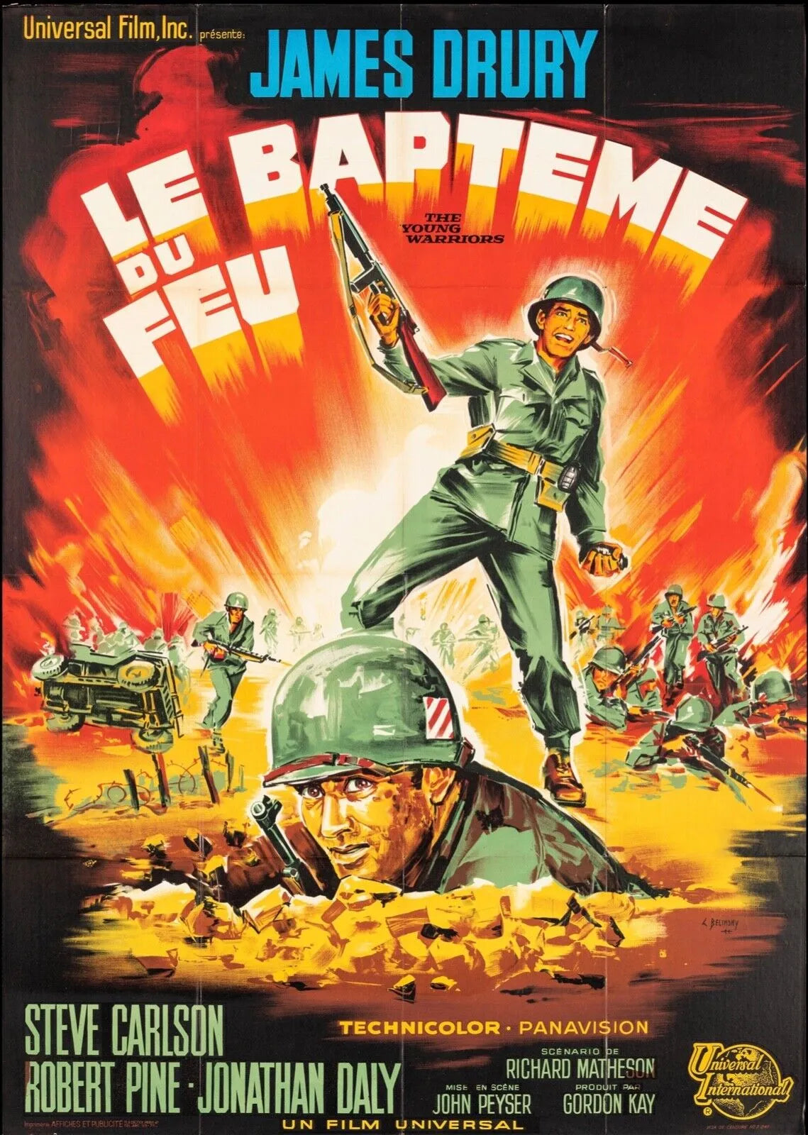 LE BAPTÊME DU FEU, JAMES DRURY, 1964, REPRO AFFICHE CINEMA VINTAGE HQ