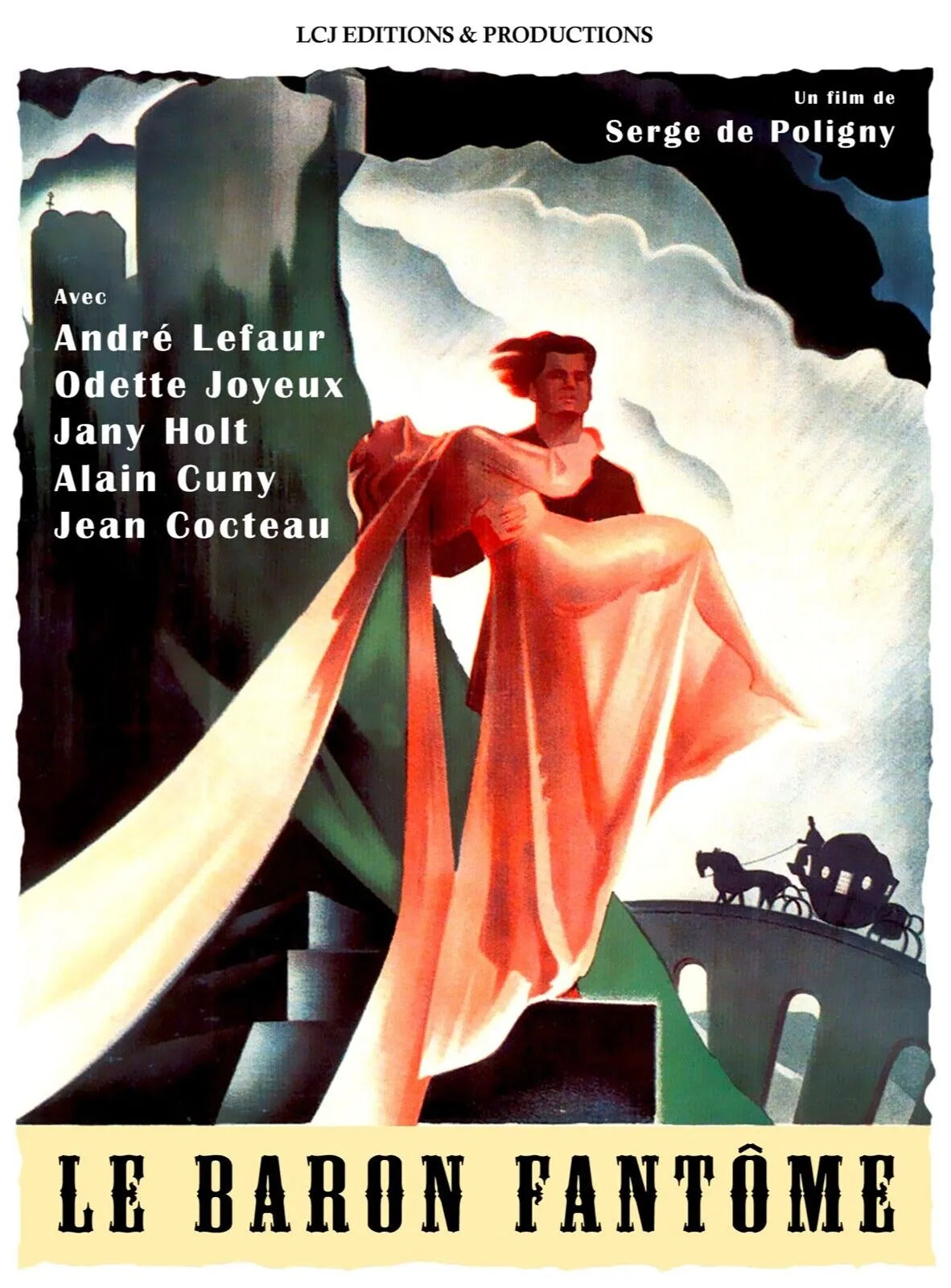LE BARON FANTÔME, ANDRÉ LEFAUR, 1943, Repro affiche cinéma, VINTAGE, HQ