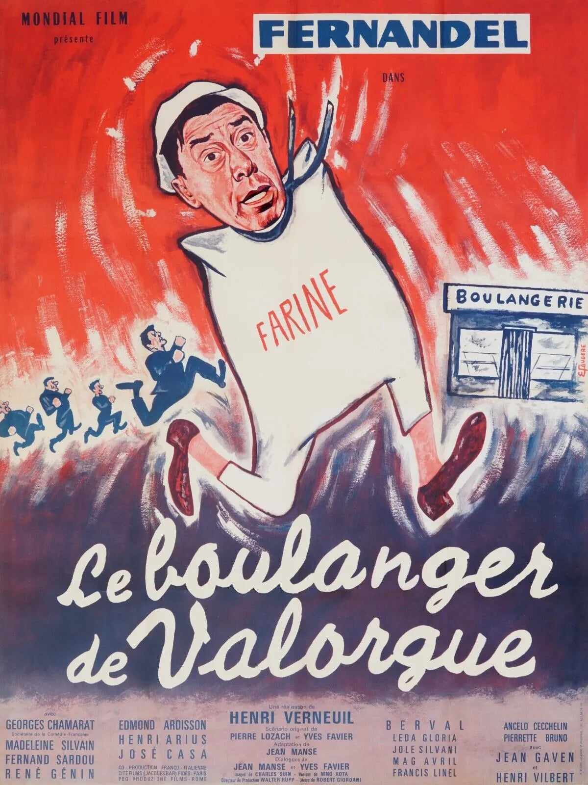 LE BOULANGER DE VALORGUE, FERNANDEL, 1953, Repro affiche cinéma VINTAGE, HQ