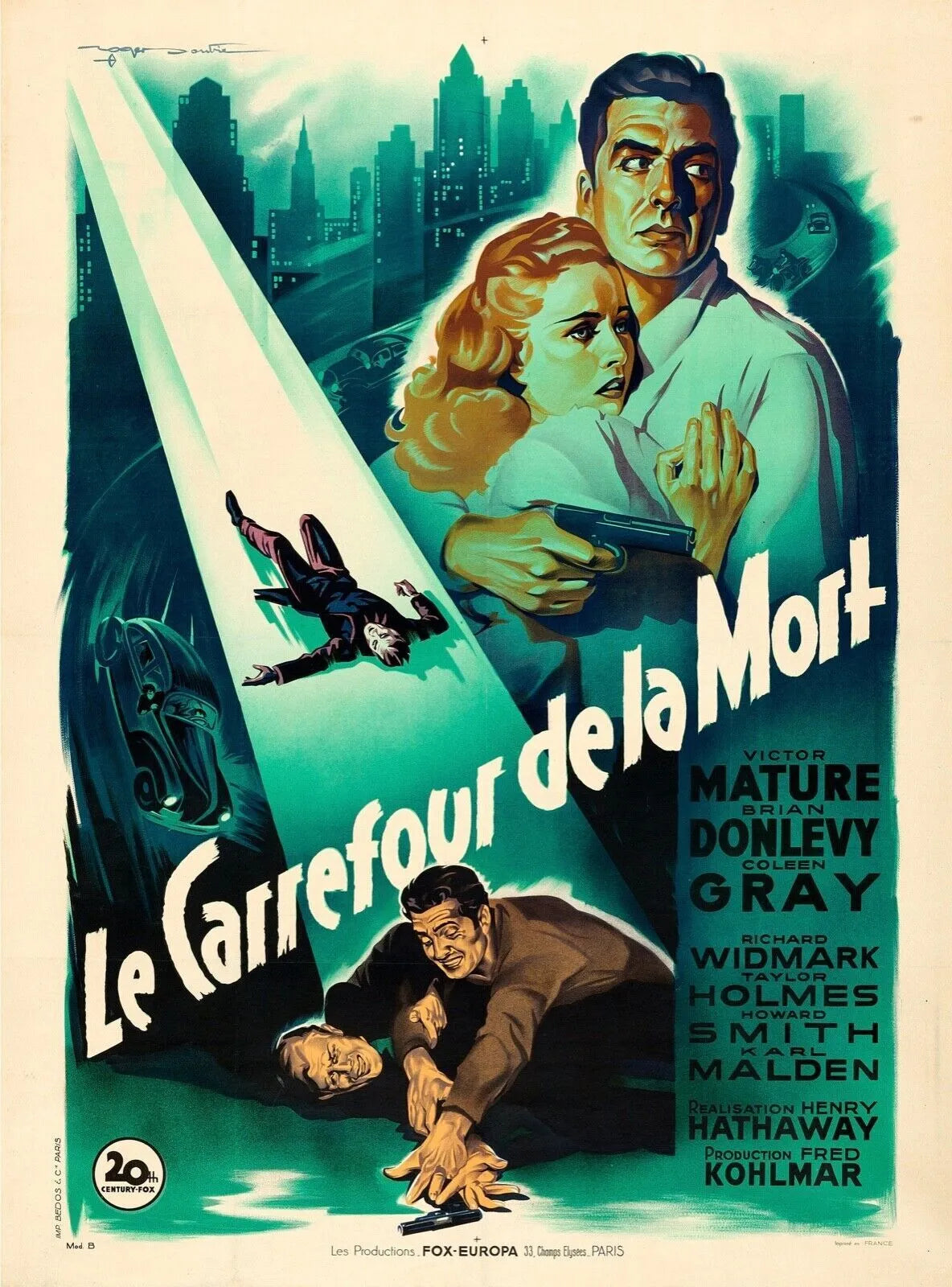 LE CARREFOUR DE LA MORT, VICTOR MATURE, 1947, REPRO AFFICHE CINEMA VINTAGE HQ