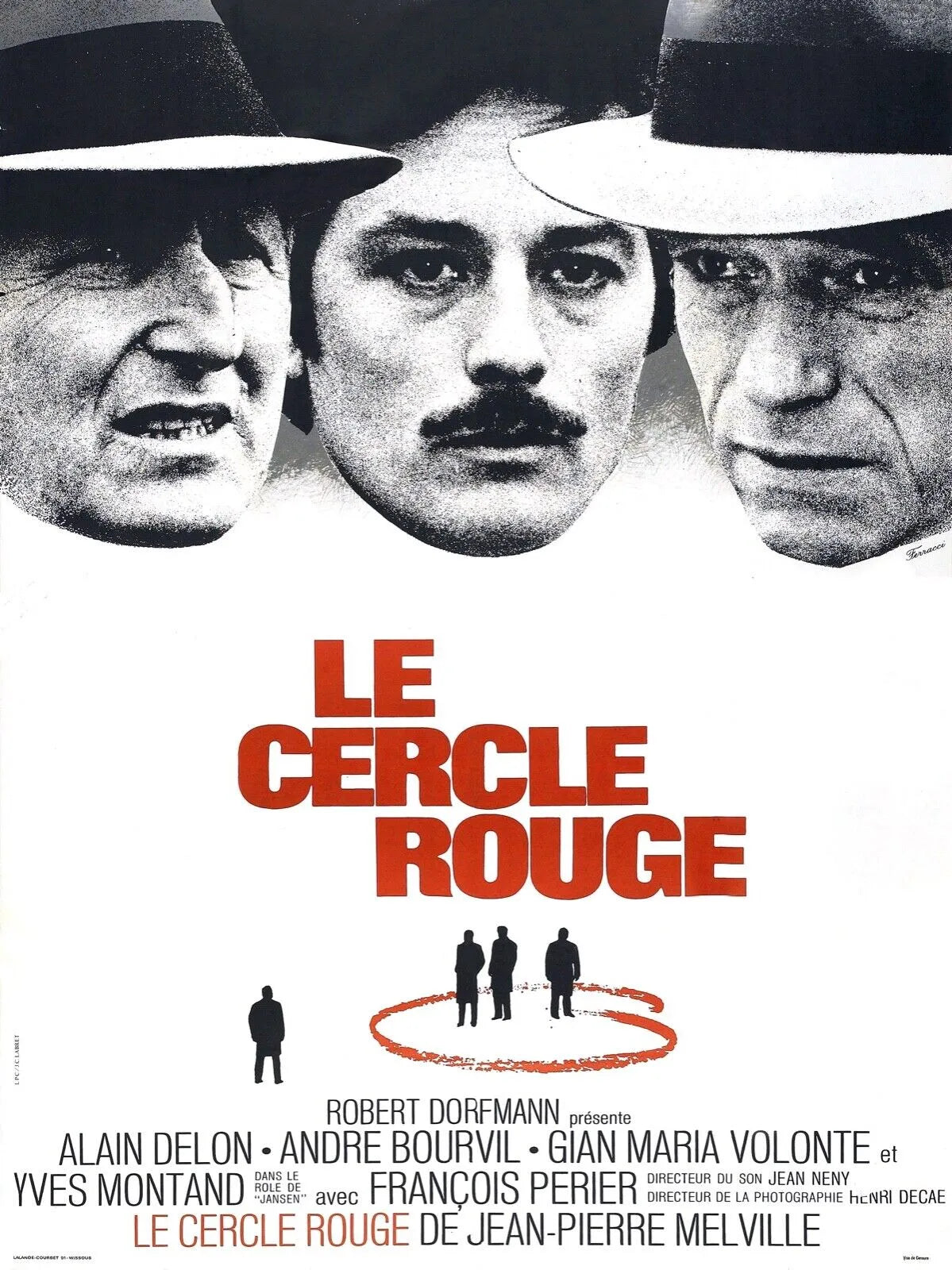LE CERCLE ROUGE, ALAIN DELON, YVES MONTAND, 1970, AFFICHE CINEMA VINTAGE, HQ