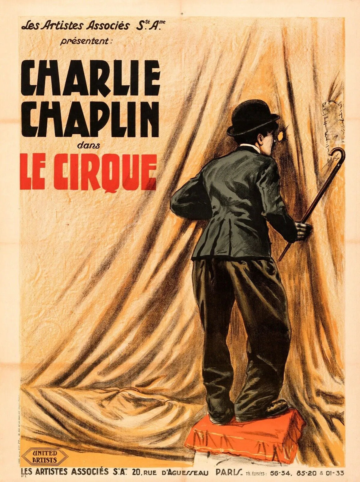 LE CIRQUE, CHARLIE CHAPLIN, 1928, Repro affiche cinéma, VINTAGE, HQ