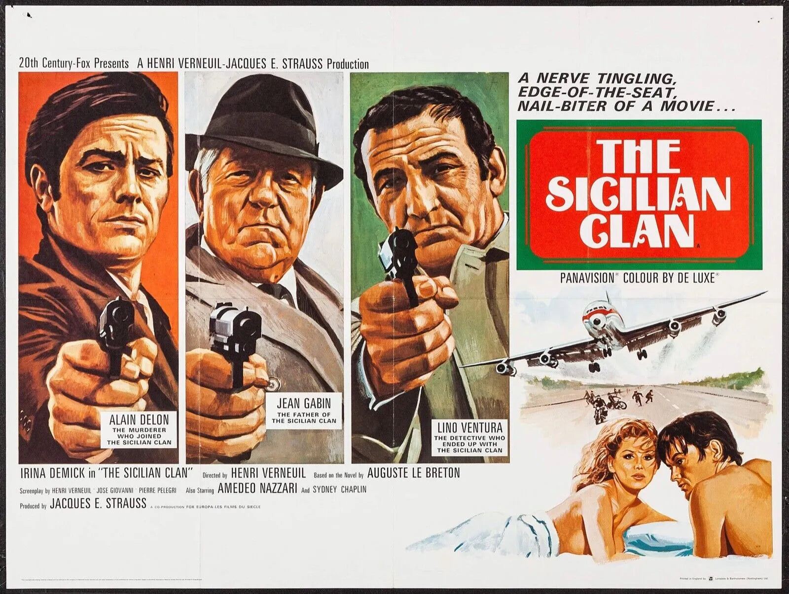 LE CLAN DES SICILIENS, ALAIN DELON, 1969, REPRO AFFICHE DE CINÉMA VINTAGE, HQ