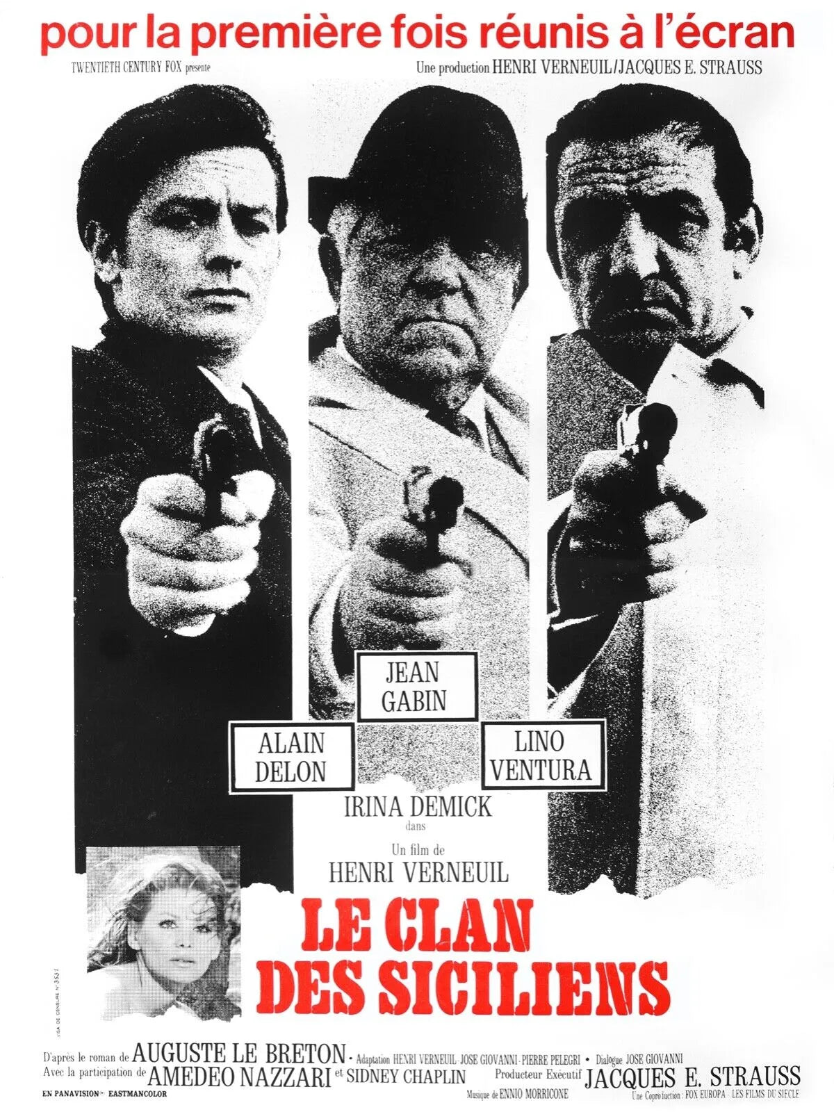 LE CLAN DES SICILIENS, JEAN GABIN, ALAIN DELON, LINO VENTURA, 1969, repro affiche cinéma, VINTAGE, HQ