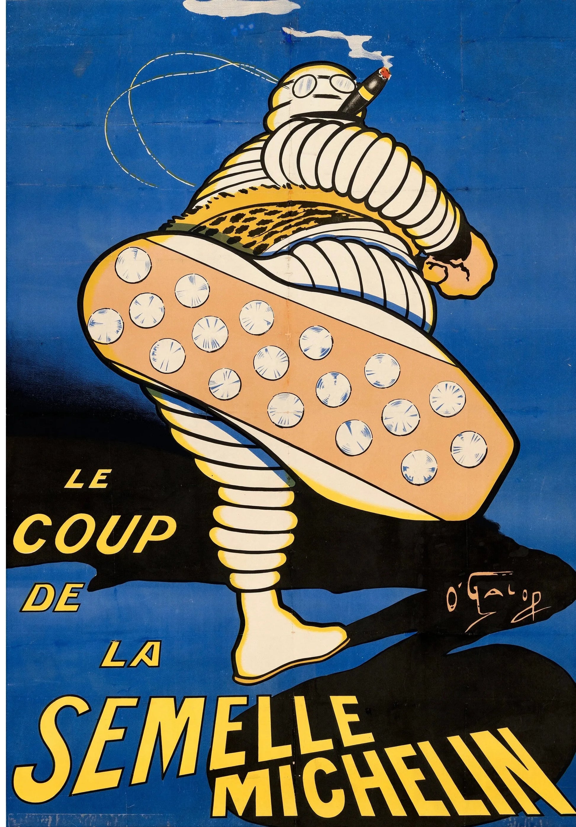 LE COUP DE SEMELLE – PUBLICITÉ MICHELIN – 1910, AFFICHE VINTAGE CINÉMA RÉTRO, HQ