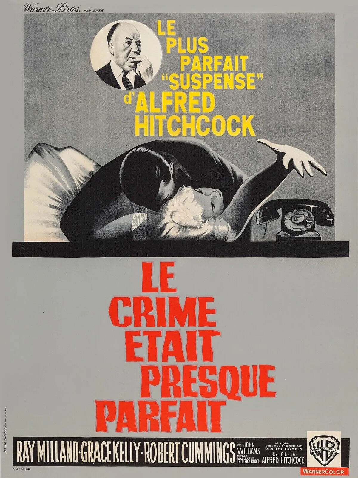 LE CRIME ÉTAIT PRESQUE PARFAIT, RAY MILLAND, 1954, Repro affiche cinéma VINTAGE, HQ