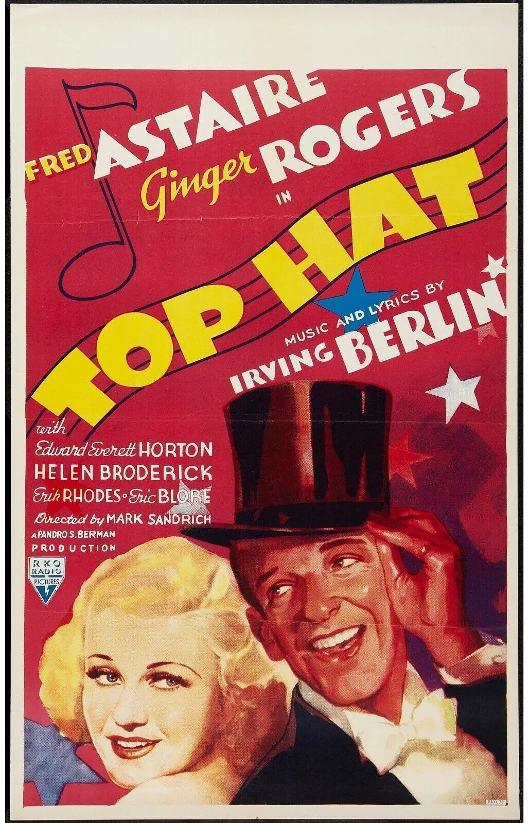 LE DANSEUR DU DESSUS, FRED ASTAIRE, 1935, repro affiche cinéma, VINTAGE, HQ