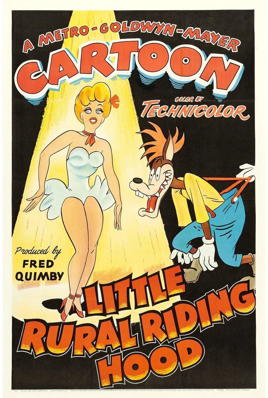 LE DEUX CHAPERONS ROUGES – FRED QUIMBY, 1949, repro affiche cinéma, VINTAGE, HQ