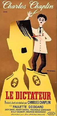 LE DICTATEUR, CHARLIE CHAPLIN, 1940, repro affiche cinéma, VINTAGE, HQ