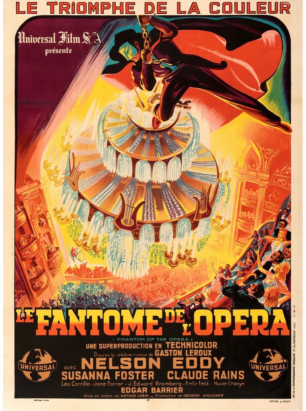 LE FANTÔME DE L’OPÉRA, NELSON EDDY, 1943, REPRO AFFICHE CINEMA VINTAGE HQ