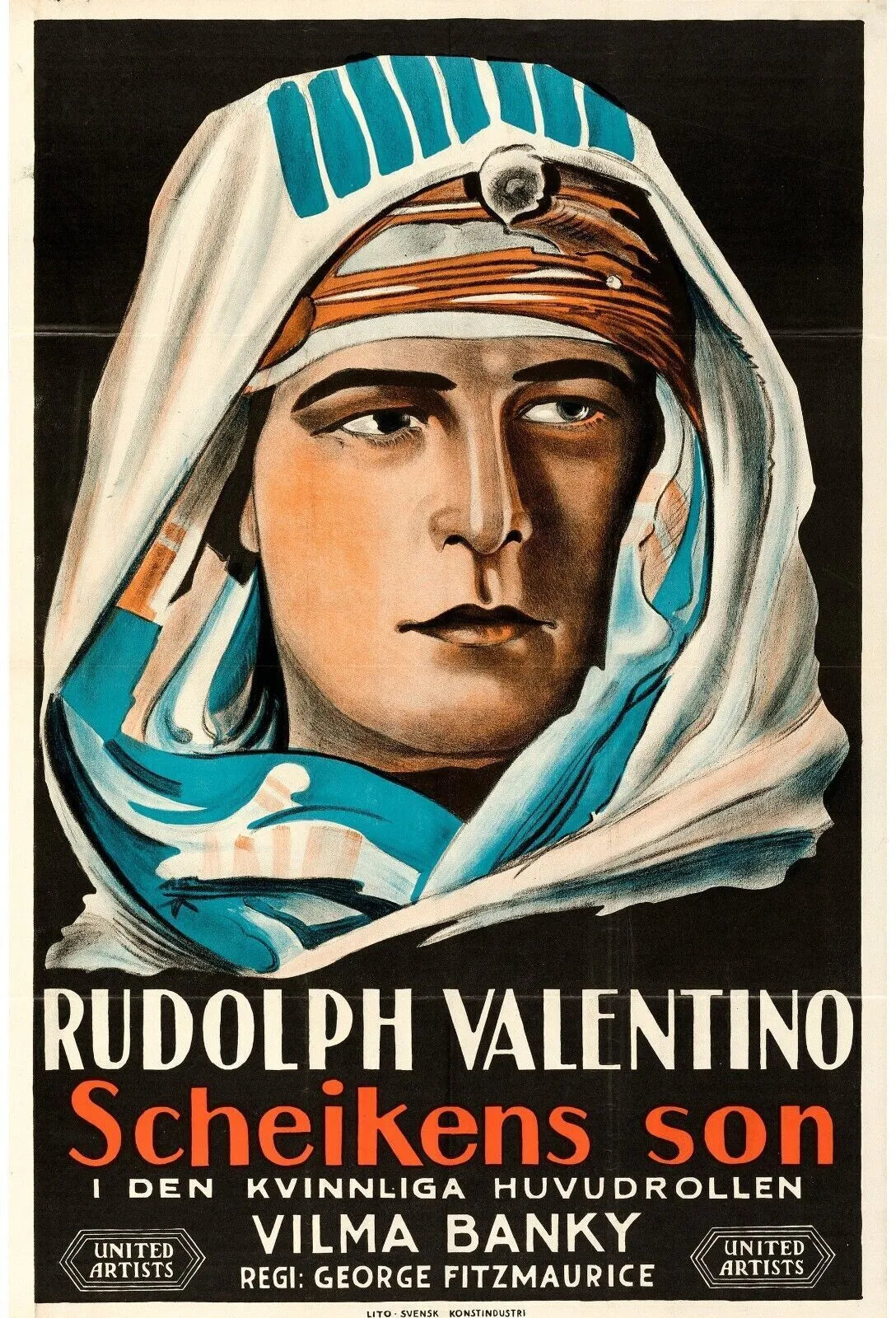 LE FILS DU CHEIK, RUDOLPH VALENTINO, 1926, repro affiche cinéma, VINTAGE, HQ