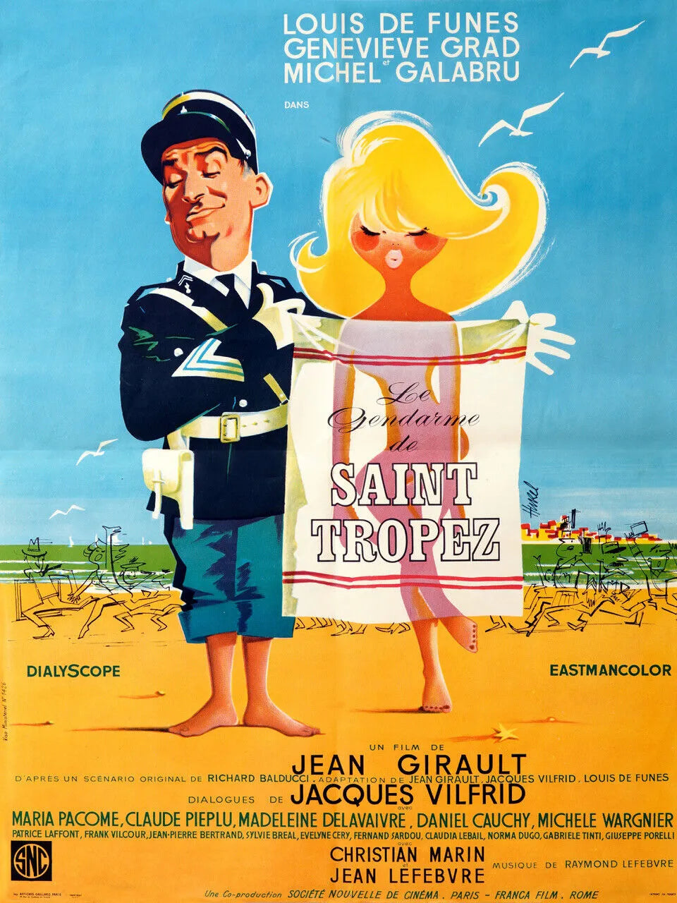 LE GENDARME DE SAINT-TROPEZ, LOUIS DE FUNÈS, 1964, REPRO AFFICHE CINEMA VINTAGE, HQ
