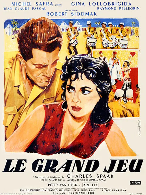 LE GRAND JEU, GINA LOLLOBRIGIDA, 1954, REPRO MOVIE POSTER, VINTAGE, HQ.