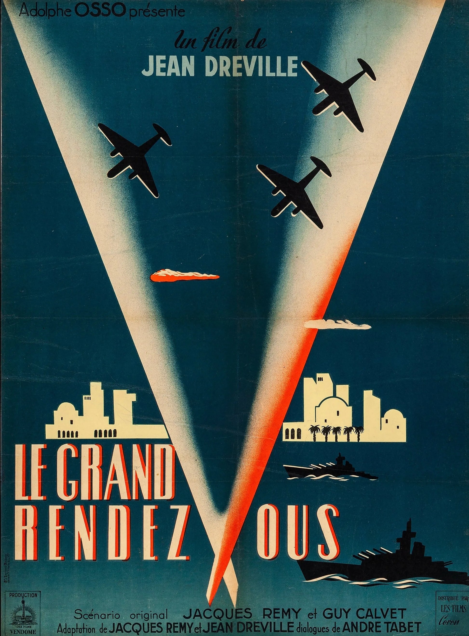 LE GRAND RENDEZ-VOUS, FRANÇOIS PATRICE, 1950, REPRO MOVIE POSTER, VINTAGE, HQ