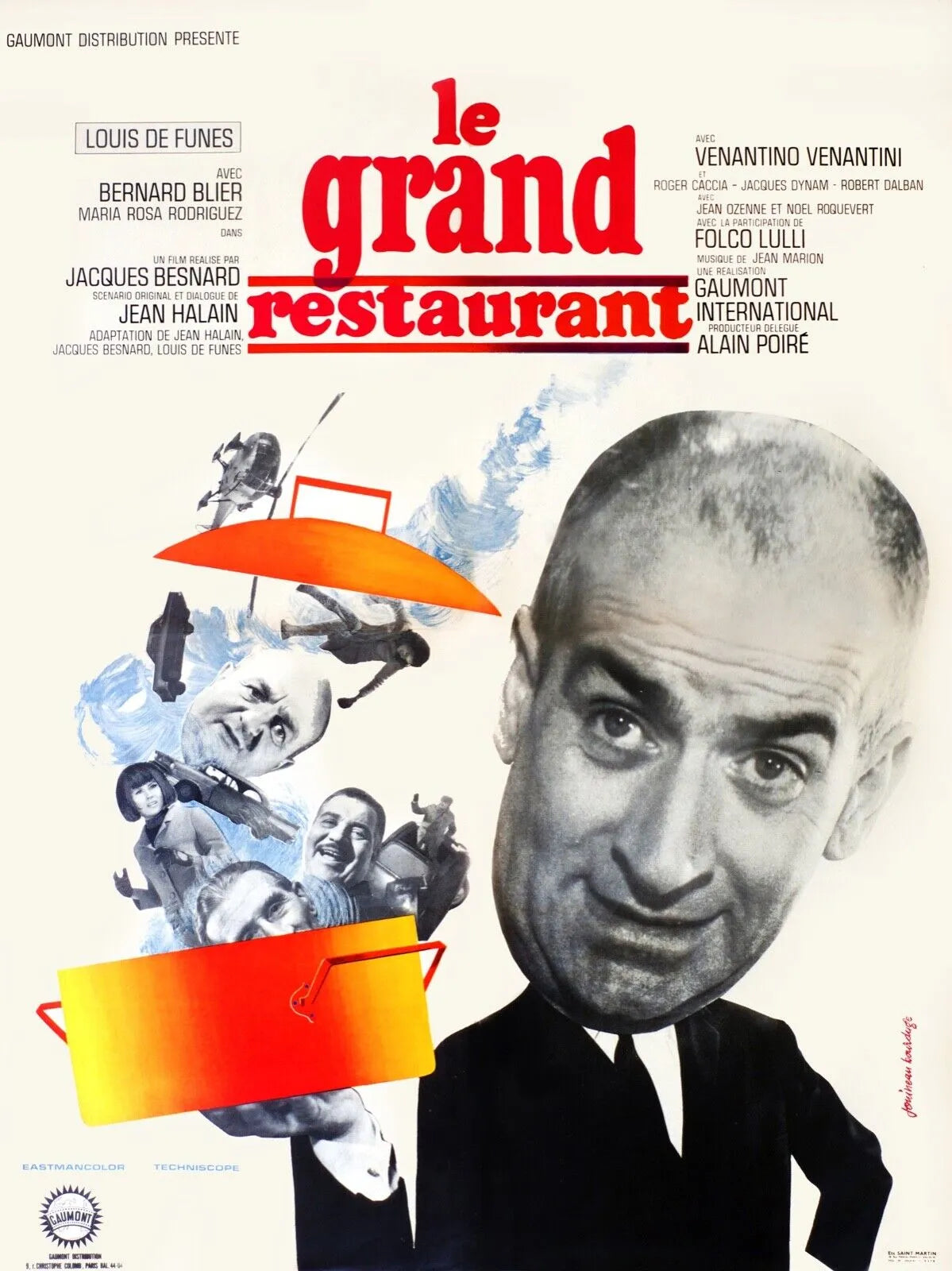 LE GRAND RESTAURANT, LOUIS DE FUNÈS, 1966, repro affiche cinéma, VINTAGE, HQ