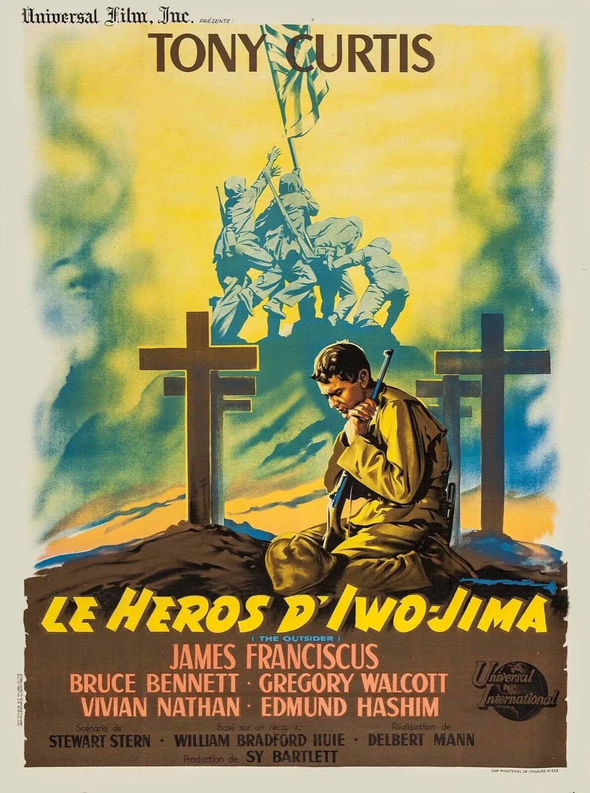 LE HÉROS D’IWO JIMA, TONY CURTIS, 1960, REPRO AFFICHE CINEMA VINTAGE, HQ