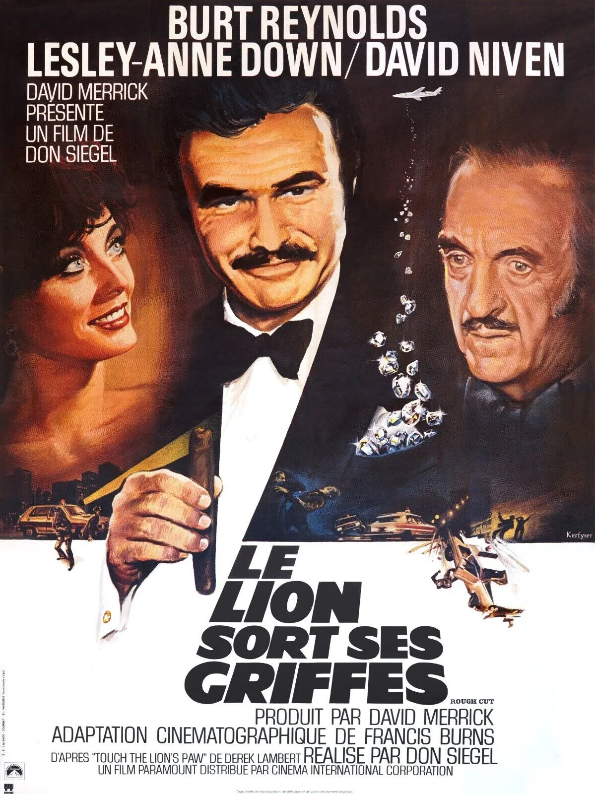 LE LION SORT SES GRIFFES – BURT REYNOLDS, 1973 – REPRO AFFICHE DE CINÉMA VINTAGE HQ