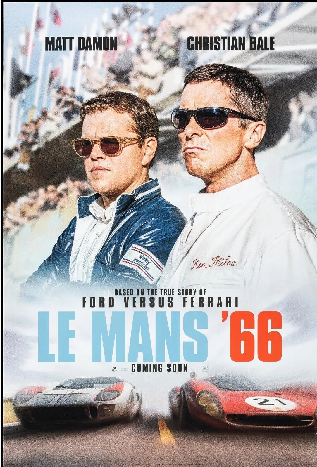 LE MANS 66, MATT DAMON, 2019, repro affiche cinéma, VINTAGE, HQ