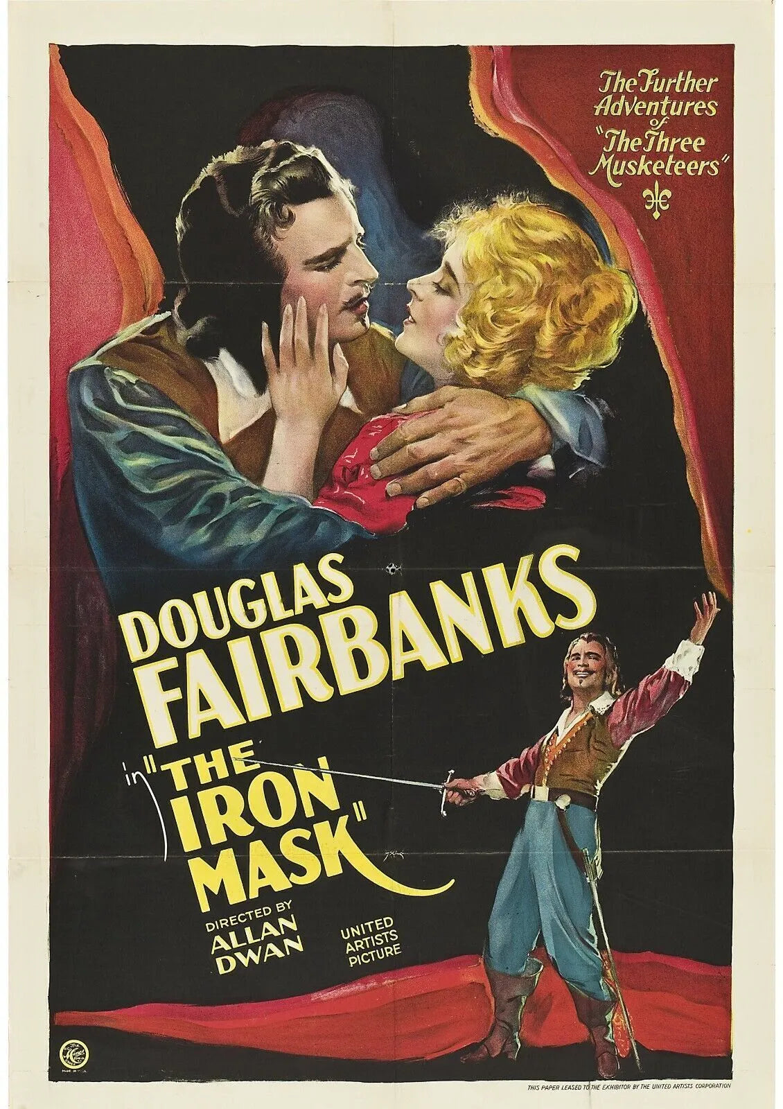 LE MASQUE DE FER, DOUGLAS FAIRBANKS, 1929, Repro affiche cinéma, VINTAGE, HQ