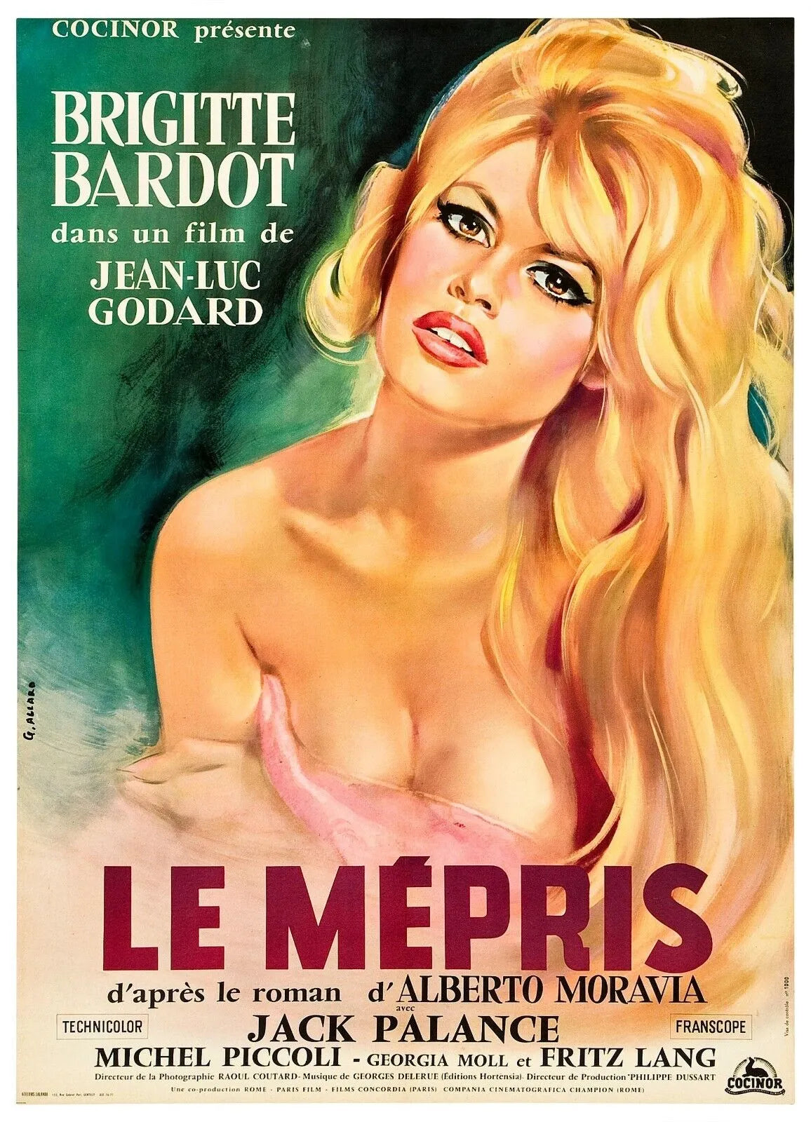 LE MÉPRIS, BRIGITTE BARDOT, 1963, repro affiche de cinema, VINTAGE, HQ