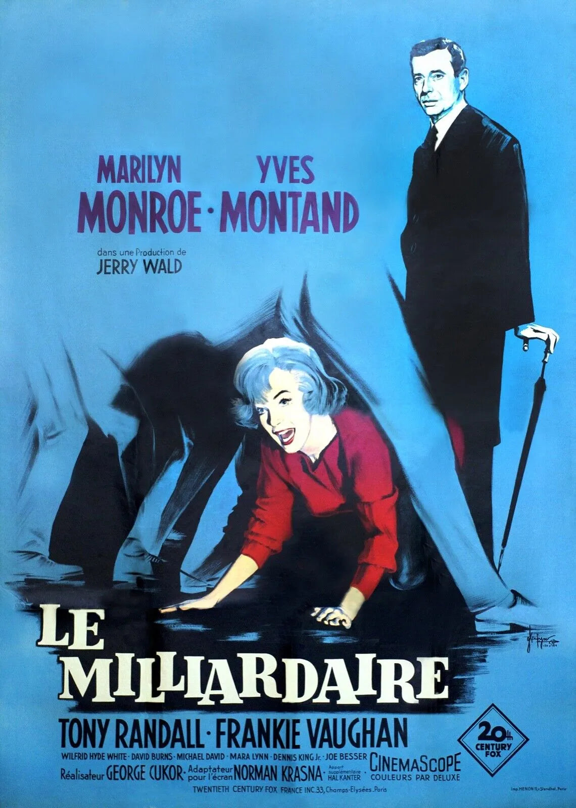 LE MILLIARDAIRE, MARILYN MONROE, 1960, REPRO AFFICHE CINEMA VINTAGE, HQ