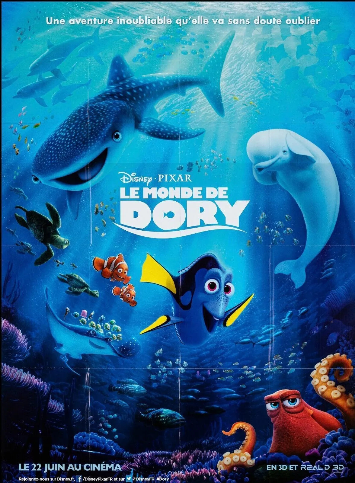 LE MONDE DE DORY, ELLEN DEGENERES, 2016, REPRO MOVIE POSTER, VINTAGE, HQ