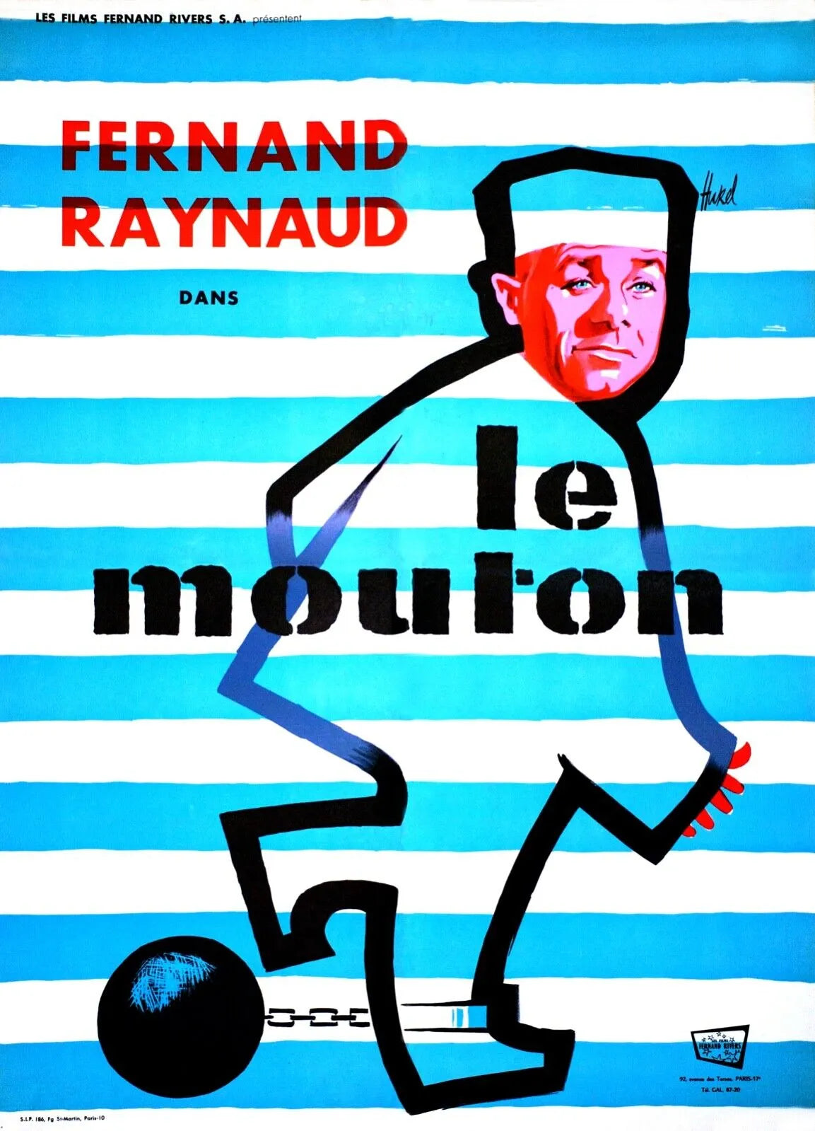 LE MOUTON, FERNAND RAYNAUD, 1960, REPRO AFFICHE CINEMA VINTAGE, HQ