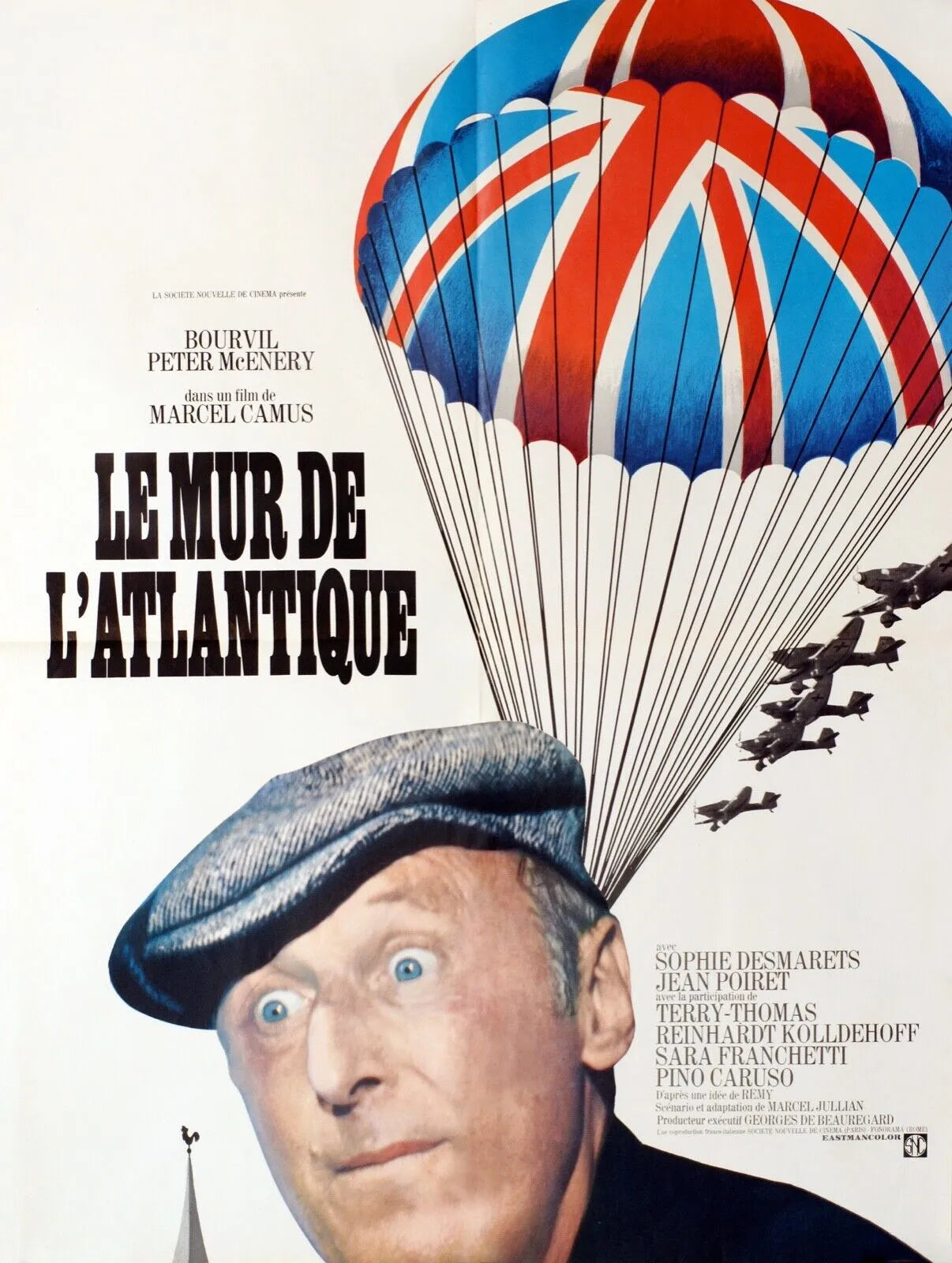 LE MUR DE L'ATLANTIQUE, BOURVIL, 1970, REPRO AFFICHE CINEMA VINTAGE, HQ