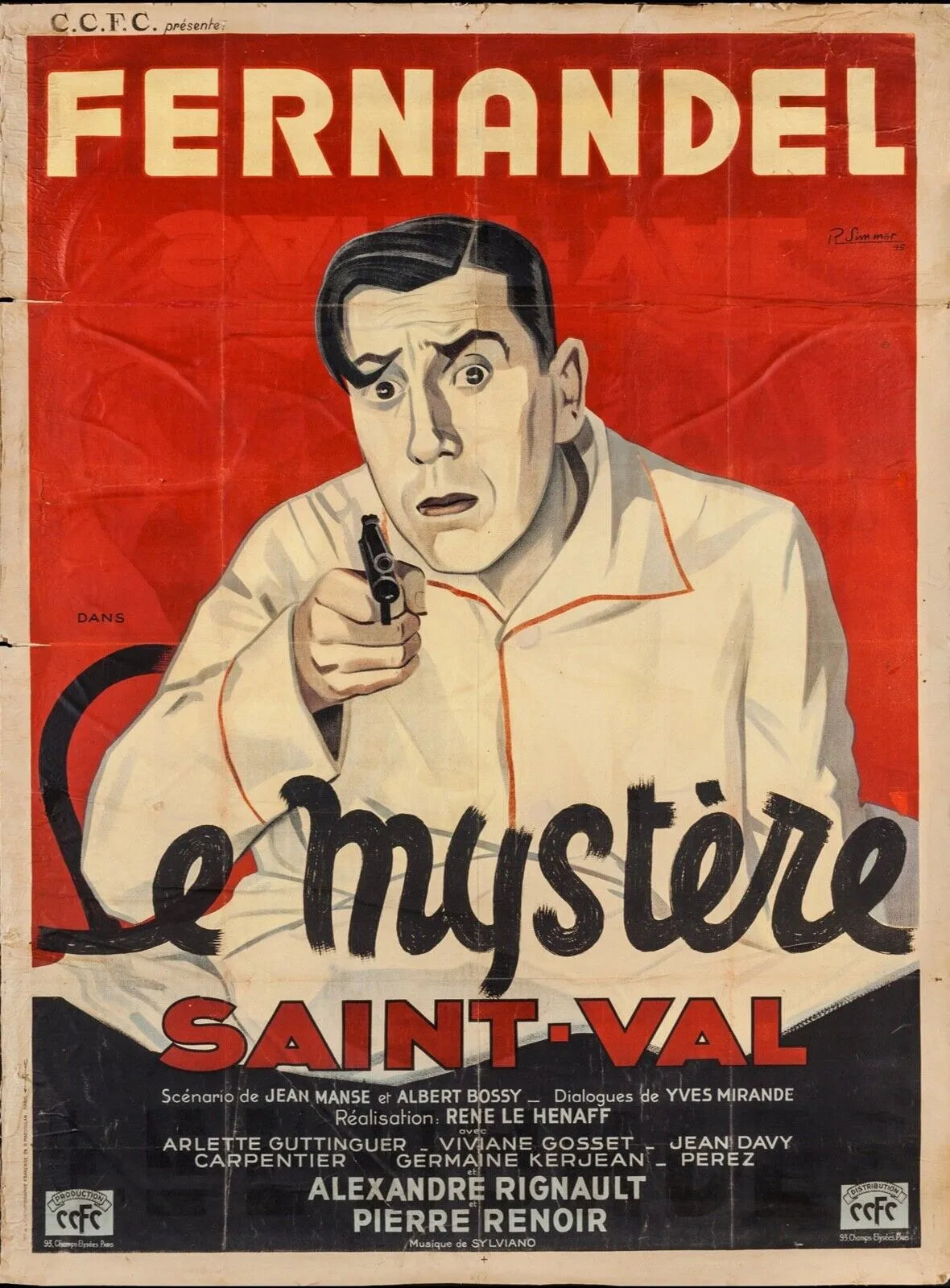 LE MYSTÈRE SAINT-VAL, FERNANDEL, 1945, REPRO AFFICHE CINEMA VINTAGE HQ