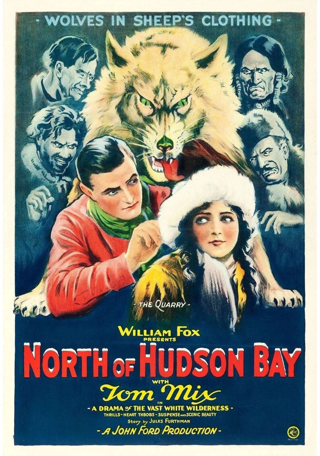 LE PIONNIER DE LA BAIE D’HUDSON, TOM MIX, 1923, repro affiche cinéma, VINTAGE, HQ