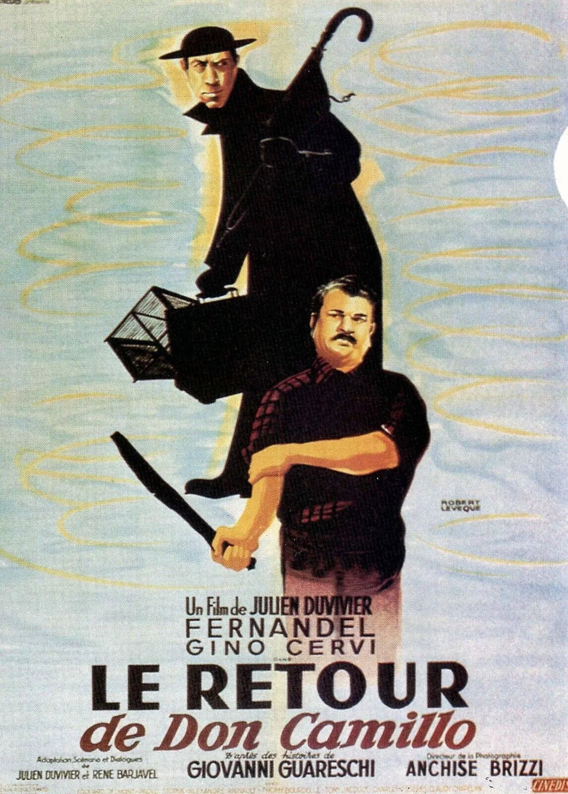 LE RETOUR DE DON CAMILLO, FERNANDEL, 1953, repro affiche de cinema, VINTAGE, HQ
