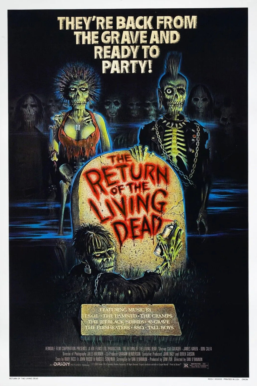 LE RETOUR DES MORTS-VIVANTS, TOM MATTHEWS, 1985, REPRO AFFICHE CINÉMA VINTAGE, HQ