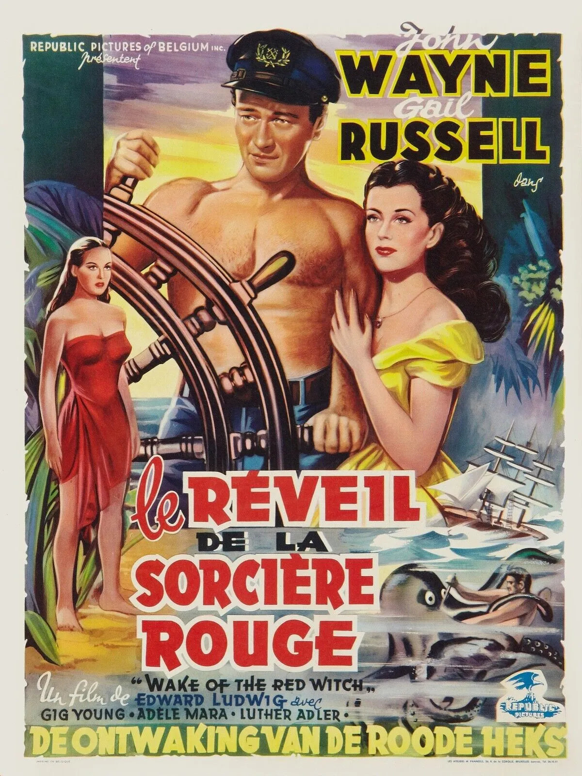 LE RÉVEIL DE LA SORCIÈRE ROUGE – JOHN WAYNE, 1948 – REPRO AFFICHE CINÉMA VINTAGE