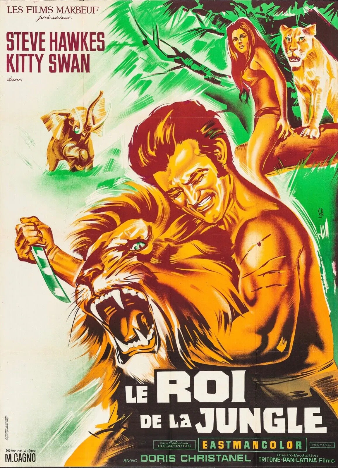 LE ROI DE LA JUNGLE – STEVE HAWKES, 1972 – REPRO AFFICHE CINÉMA VINTAGE
