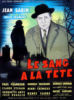 LE SANG À LA TÊTE, JEAN GABIN, 1956, REPRO AFFICHE CINEMA VINTAGE, HQ