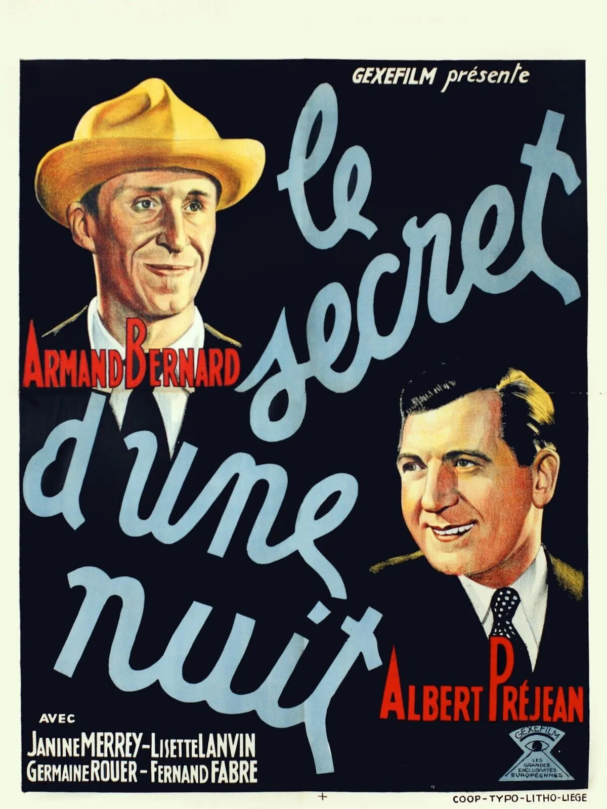 LE SECRET D’UNE NUIT, ARMAND BERNARD, 1934, REPRO AFFICHE CINEMA VINTAGE, HQ