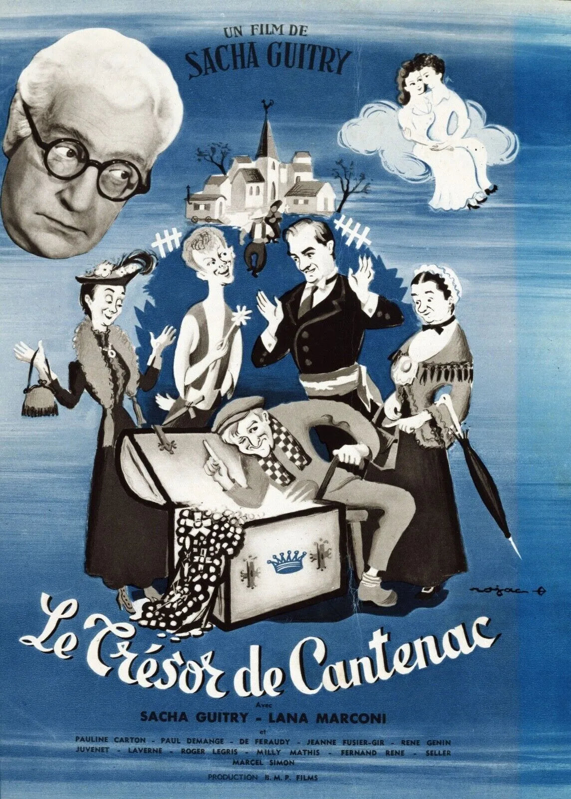 LE TRÉSOR DE CANTENAC, SACHA GUITRY, 1950, Repro Affiche cinéma, VINTAGE, HQ