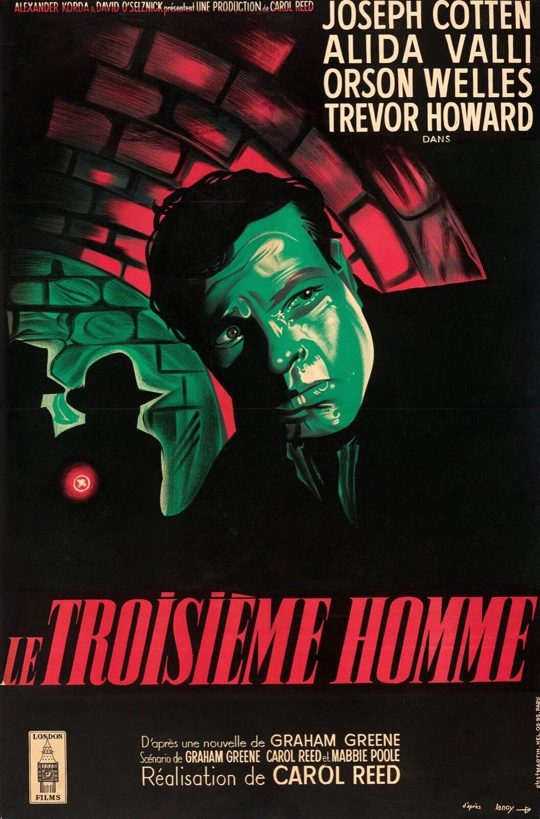 LE TROISIÈME HOMME, JOSEPH COTTEN, 1949, REPRO AFFICHE CINEMA VINTAGE, HQ
